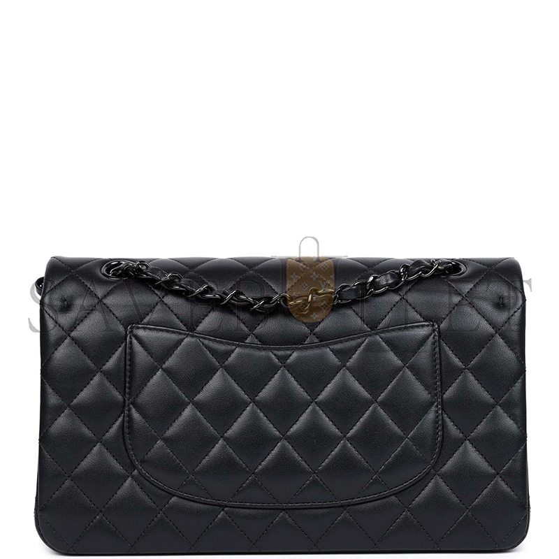 CHANEL MASTER MEDIUM CLASSIC DOUBLE FLAP BAG SO BLACK LAMBSKIN BLACK HARDWARE 1109944 (25*15*7cm)